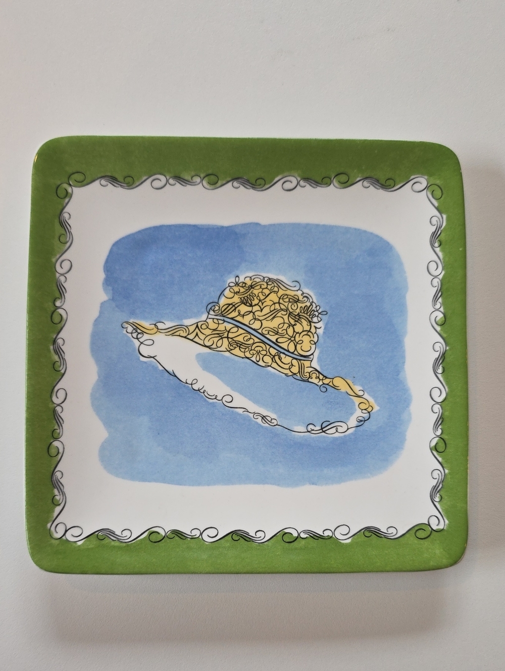 Pier 1 Imports Plate Ceramic Dolomite Fashion Themed Square Plate - Hat